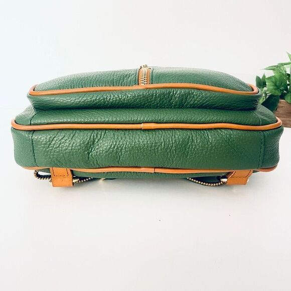 NWT Valentina Green Tan Italian Genuine Leather Convertible Sling Backpack Bag main image 8